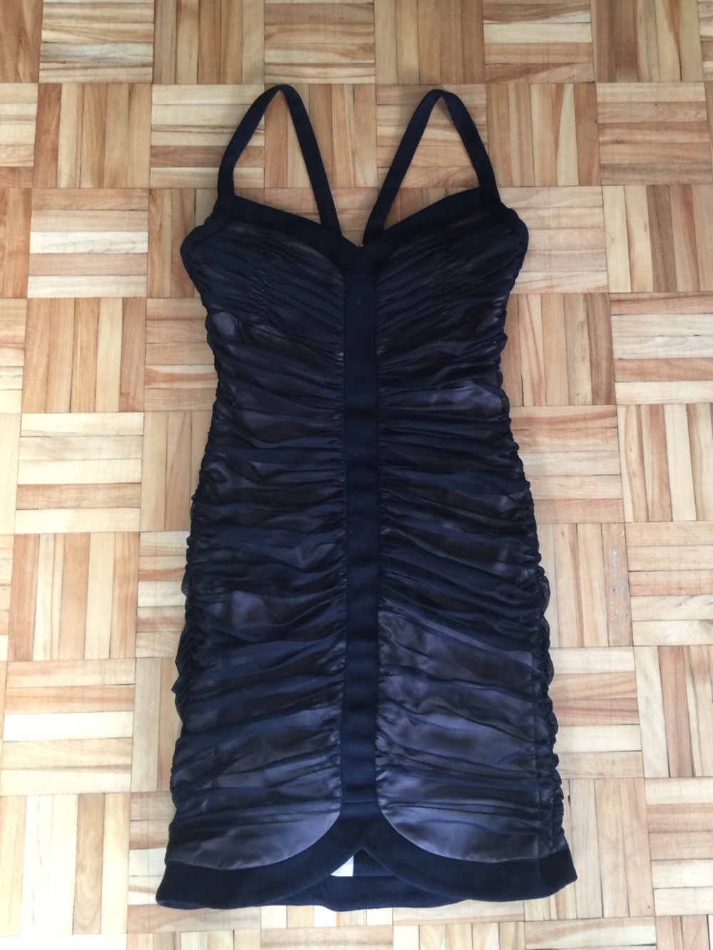 BCBG Sheer Black Ruffled dress